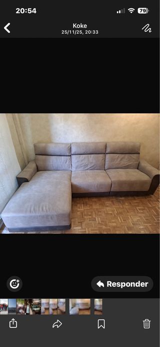 Sofá chaise longue beige y marrón solo un mes