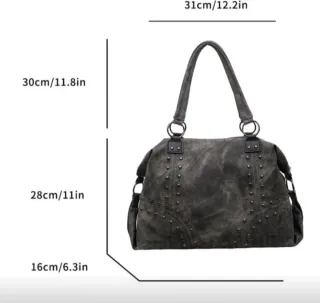 Bolso grande gris tachuelas