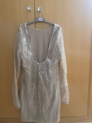Vestido fiesta lentejuelas dorado/plateado