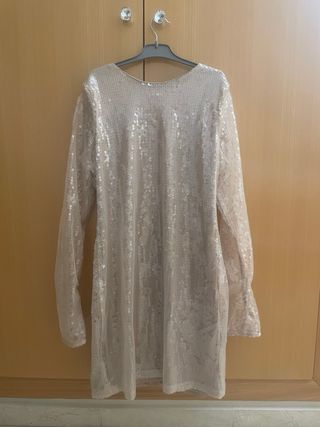 Vestido fiesta lentejuelas dorado/plateado