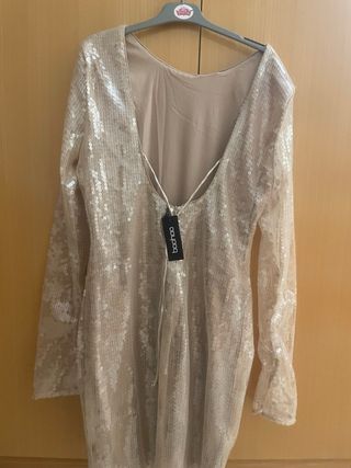 Vestido fiesta lentejuelas dorado/plateado