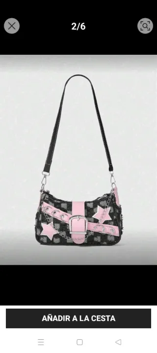 Bolso vaquero negro y rosa con estrellas