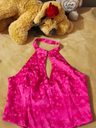 Top rosa halter floral