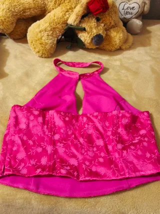 Top rosa halter floral