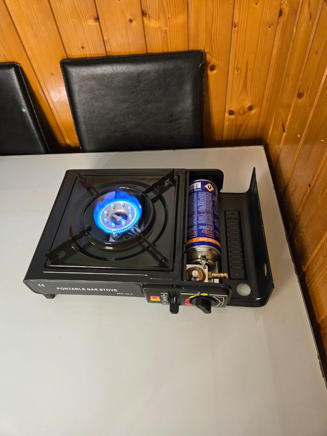 Fornello portatile a gas dual nero per campeggio