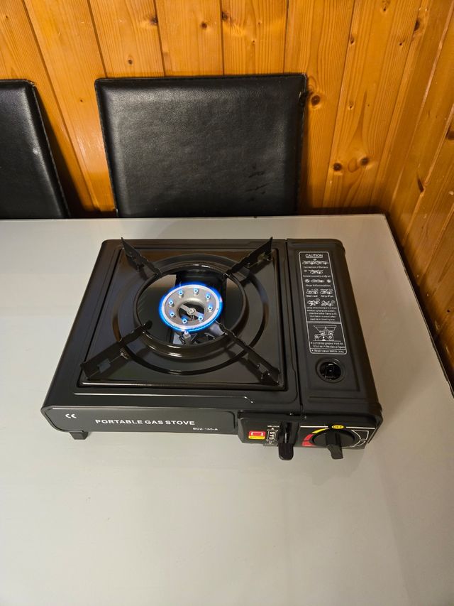 Fornello portatile a gas dual nero per campeggio