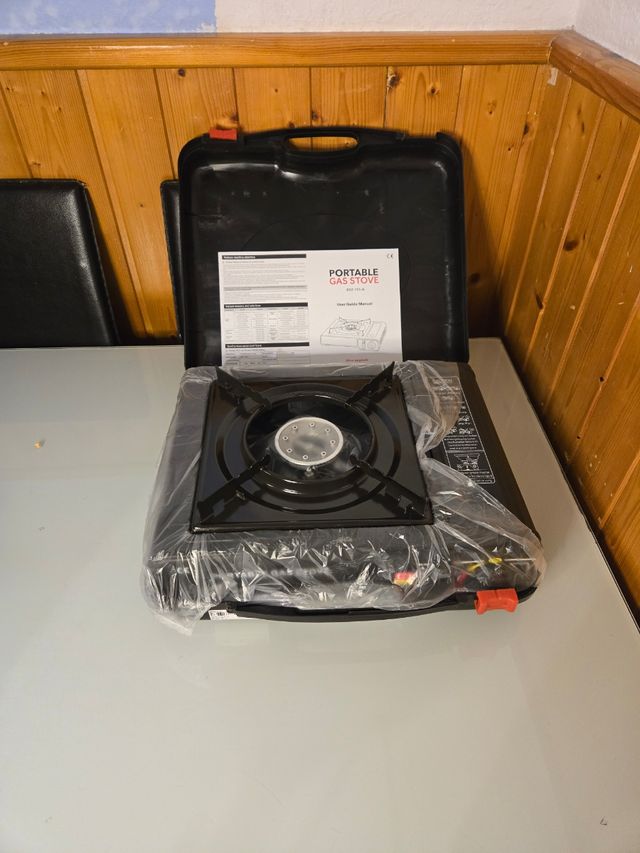 Fornello portatile a gas dual nero per campeggio