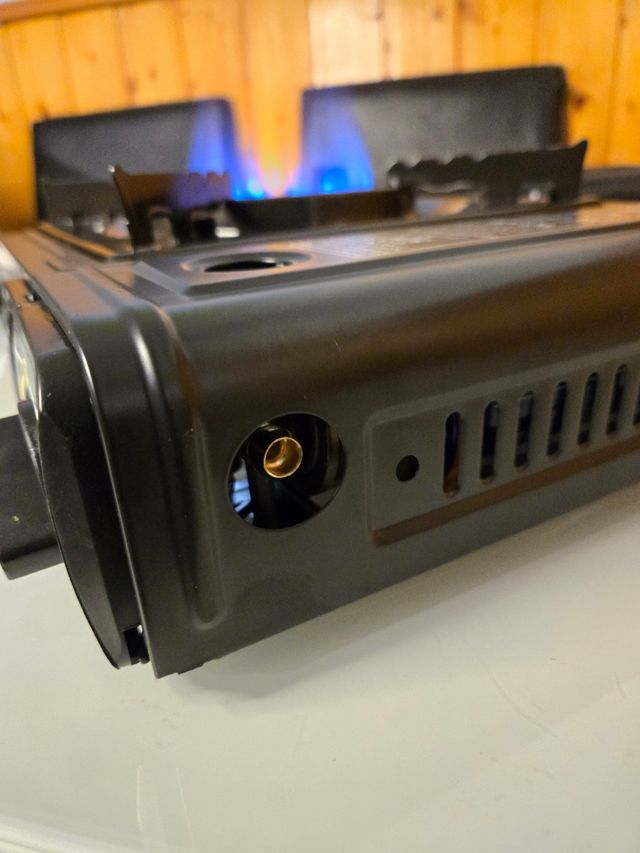 Fornello portatile a gas dual nero per campeggio