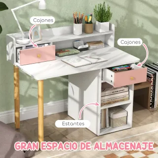 Escritorio Infantil con Silla Rosa