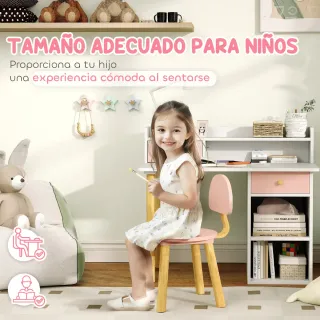 Escritorio Infantil con Silla Rosa