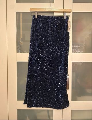 Falda lentejuelas azul noche nueva