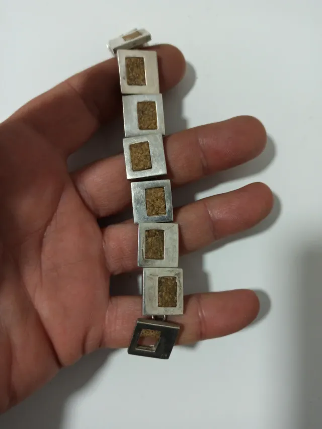 Bracciale in Argento Massiccio 925 Quadrati 18 cm