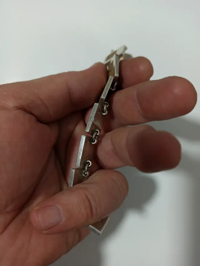 Bracciale in Argento Massiccio 925 Quadrati 18 cm