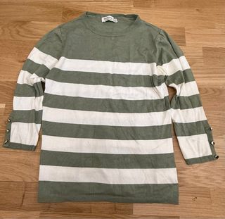 Jersey Stradivarius Rayas Verde y Blanco Talla XS