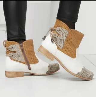 Botines de piel blancos y marrones talla 40