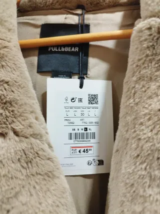 Abrigo pelo beige Pull&Bear XL