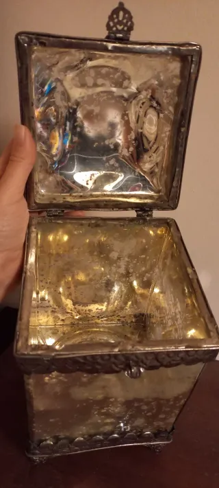 Caja joyero cristal y metal plateado