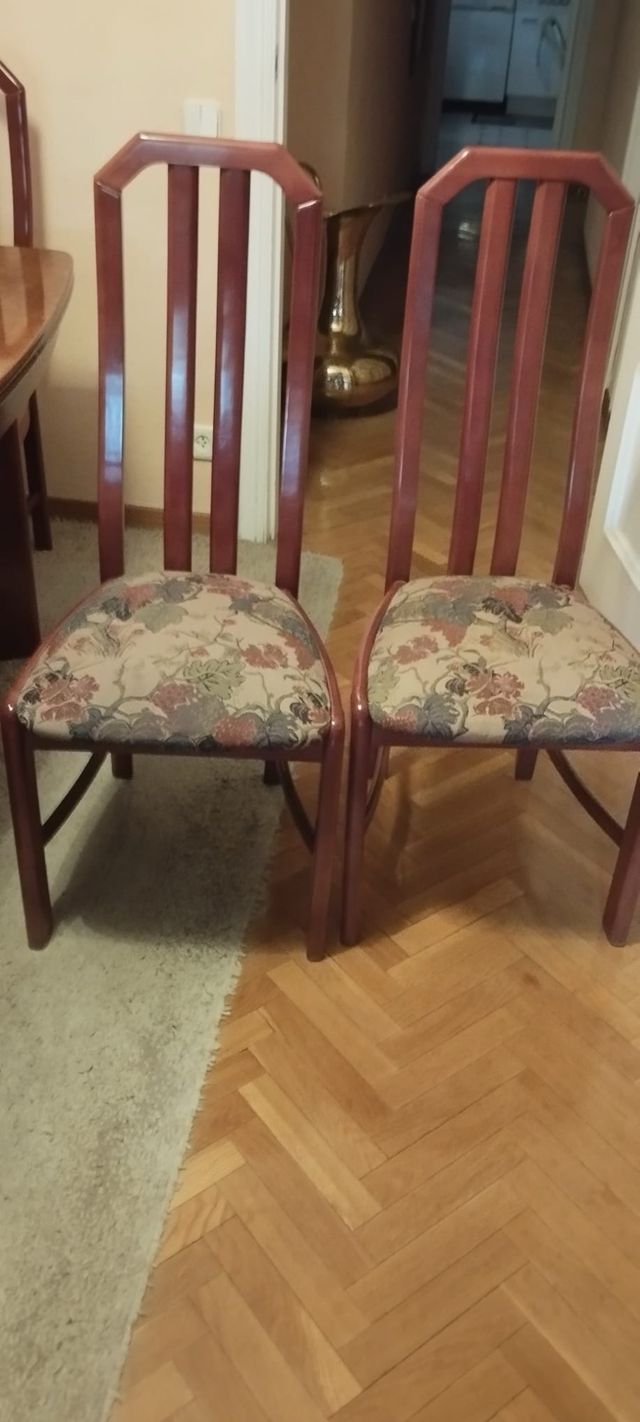 6 Sillas de Comedor Madera Tapizadas