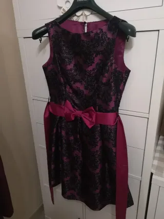 Vestido fiesta morado y negro