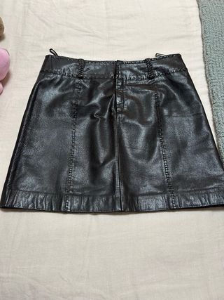 Minifalda de piel Mango marrón