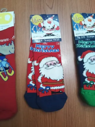 Tris calzini natalizi antiscivolo bimbi