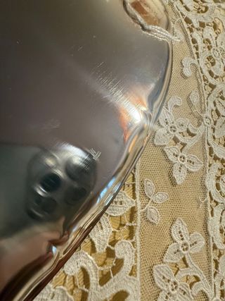 Set centrino pizzo, vassoio silver e cesti