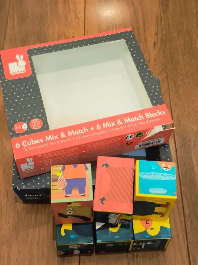 Janod 6 Cubes Mix & Match Blocks