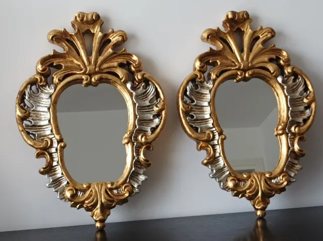 Coppia di specchi in oro e argento