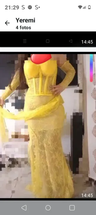 Vestido de encaje de fiesta amarillo