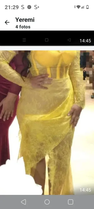 Vestido de encaje de fiesta amarillo
