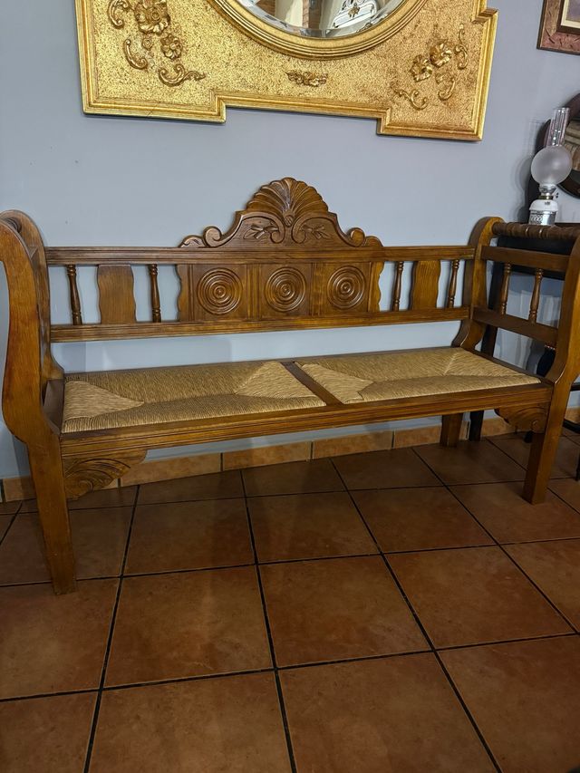 Banca rustica madera y yute