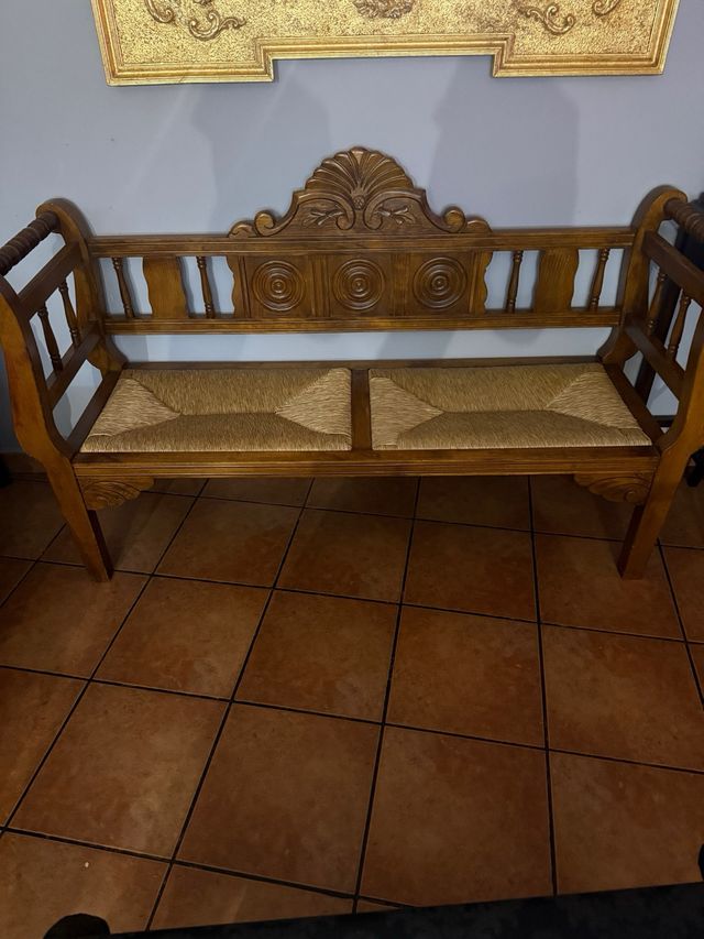 Banca rustica madera y yute