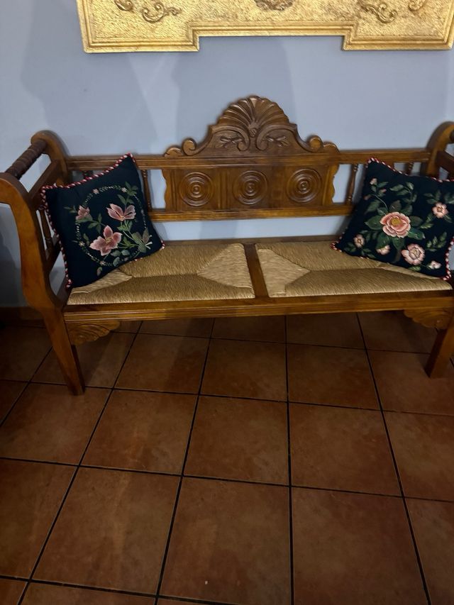 Banca rustica madera y yute