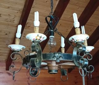 Lámpara de techo hierro y porcelana