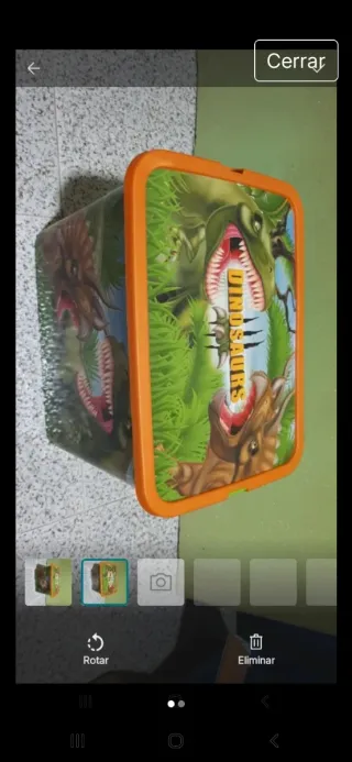 Caja de plástico con dinosaurios