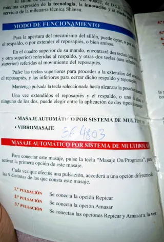 Sillón masaje eléctrico beige cuero