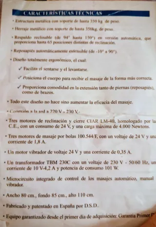 Sillón masaje eléctrico beige cuero