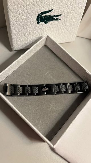 Pulsera Lacoste Negra y Plateada