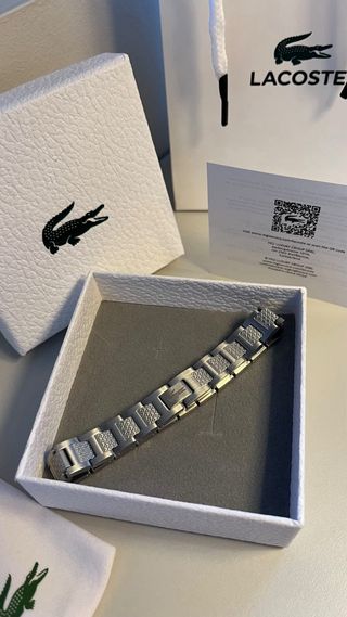 Pulsera Lacoste Negra y Plateada