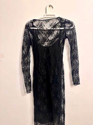 Vestido largo encaje manga larga talla S