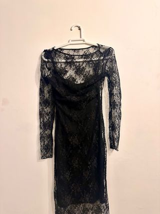 Vestido largo encaje manga larga talla S