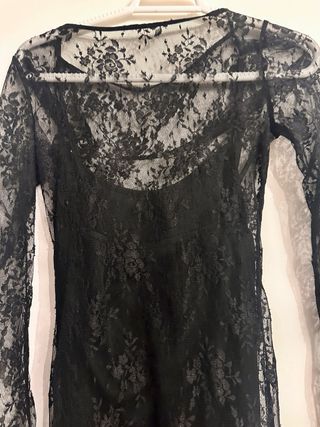 Vestido largo encaje manga larga talla S