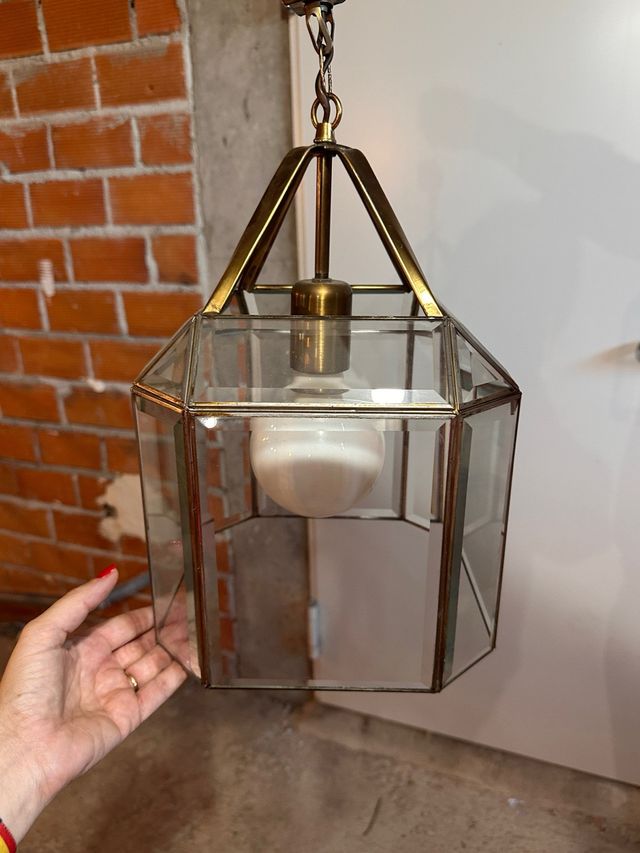 Lámpara colgante cristal y latón