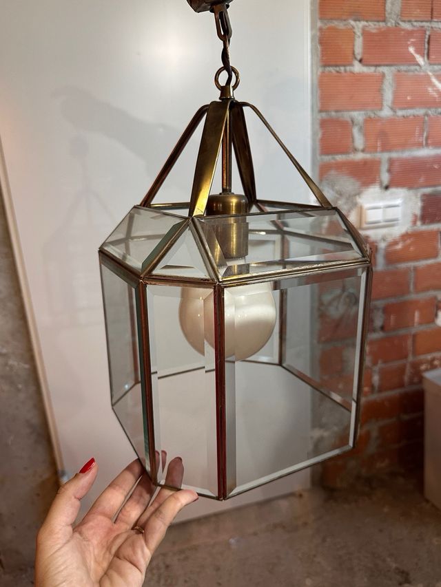 Lámpara colgante cristal y latón