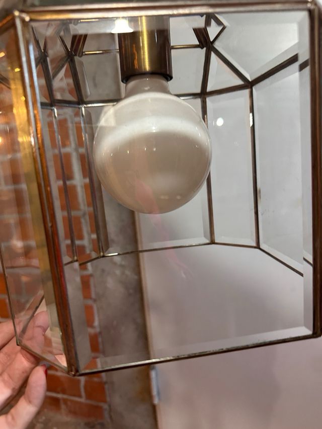 Lámpara colgante cristal y latón