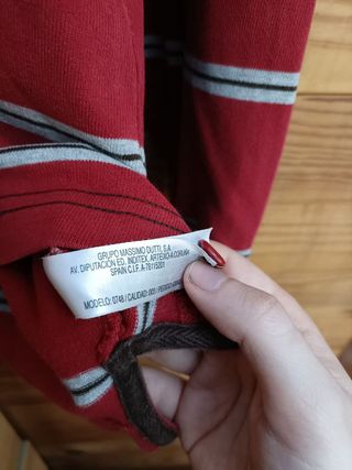 Jersey o Polo Massimo Dutti Color Rojo y Gris XXL