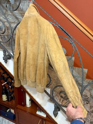 Giubbino/bomber in vera pelle scamosciata vintage