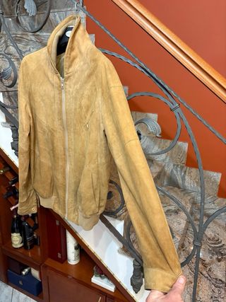 Giubbino/bomber in vera pelle scamosciata vintage