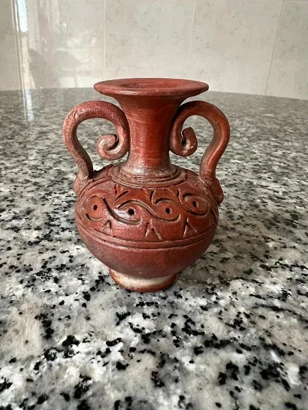 Mini vaso vintage in ceramica marrone - decorazione