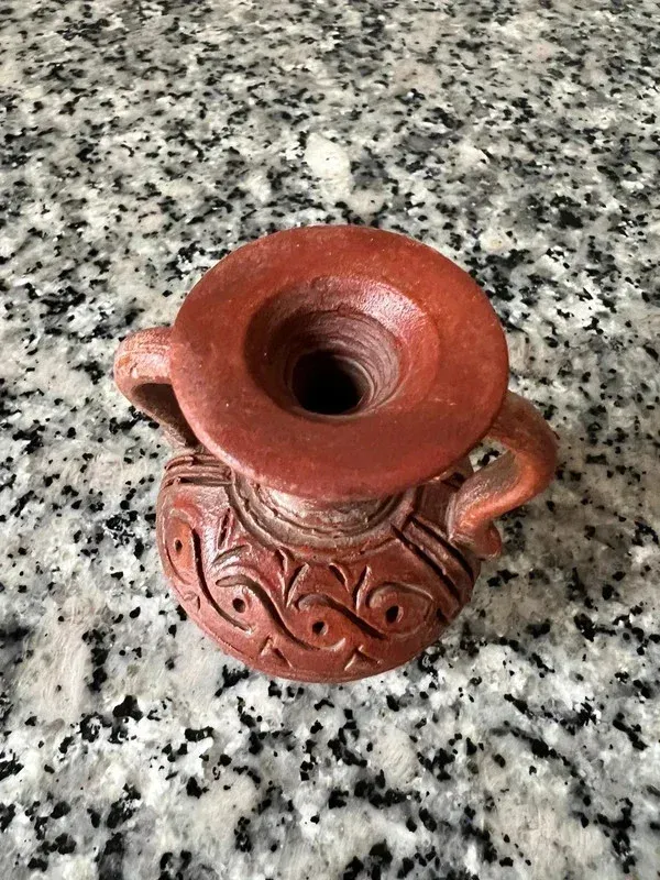 Mini vaso vintage in ceramica marrone - decorazione